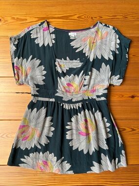 Anthropologie Odille 100% Silk Floral Top